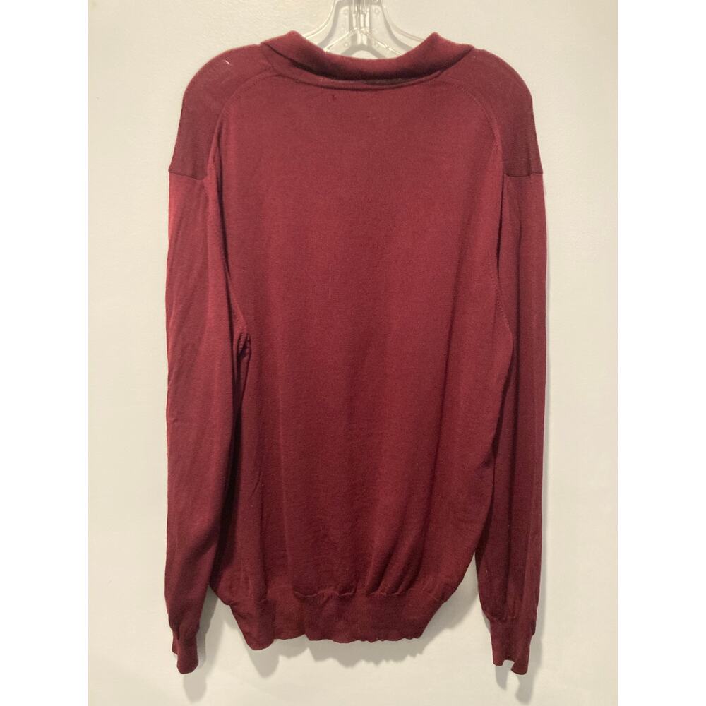 Black Brown 100% Merino Wool Collared Henley Sweater Burgundy Made in Italy
